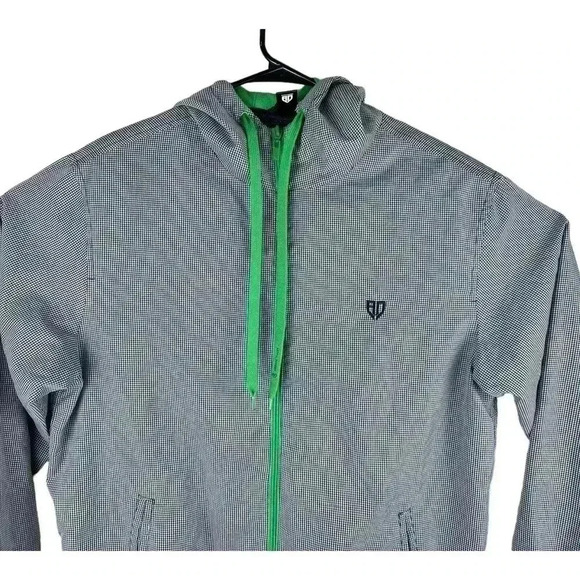 Artful Dodger Black White & Green Full Zip Jacket Windbreaker Size Large - Picture 2 of 13